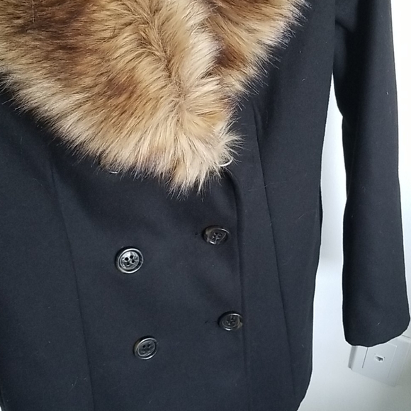 NWT Sears classic peacoat w faux fur collar - Picture 2 of 10